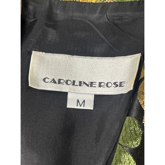 VTG Caroline Rose Women's Gold Floral Silk Abstract Artsy Lux Blazer Black M - Picture 10 of 14